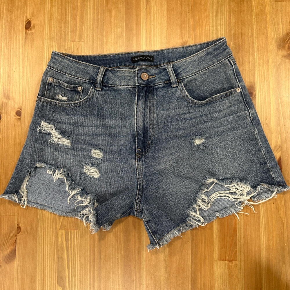 Sincerely Jules Blue Distressed Jean Shorts